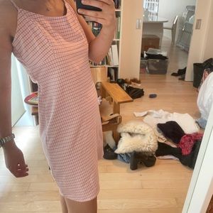 BRANDY MELVILLE Light PINK MINI PLAID DRESS